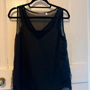 Mint Velvet black camisole style lace chiffon top